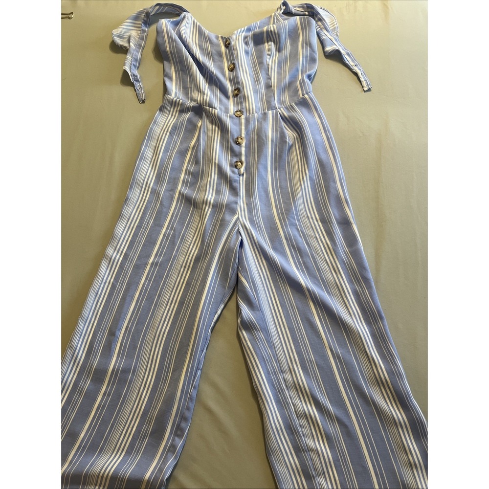 Candie's Blue & White Stripe Pants Jumper Medium